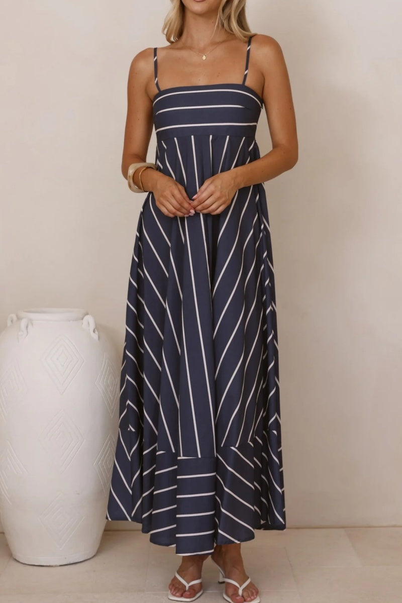 Stripe Spaghetti Strap Maxi Dress