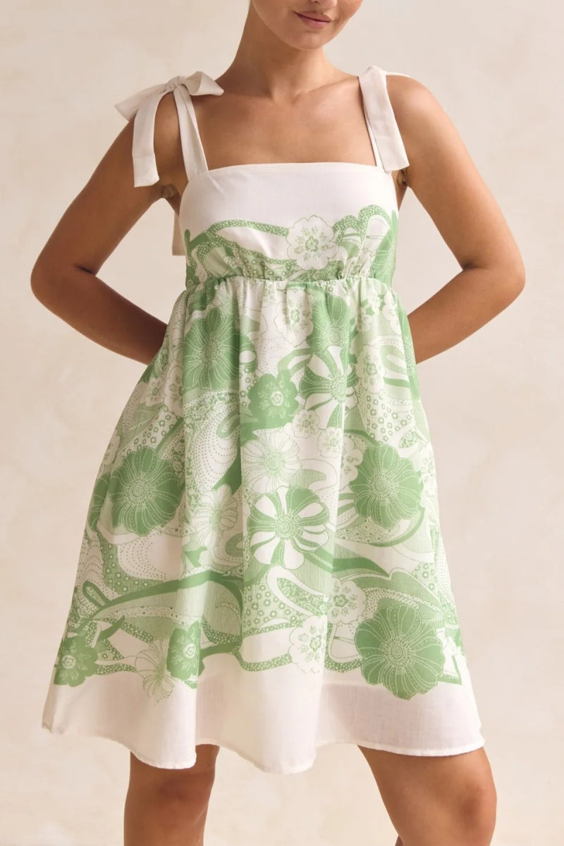 Tie Strap Flare Short Dress