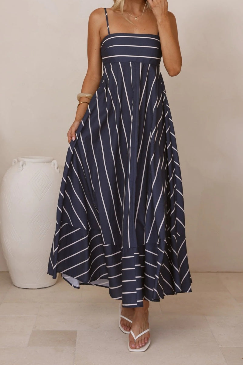 Stripe Spaghetti Strap Maxi Dress
