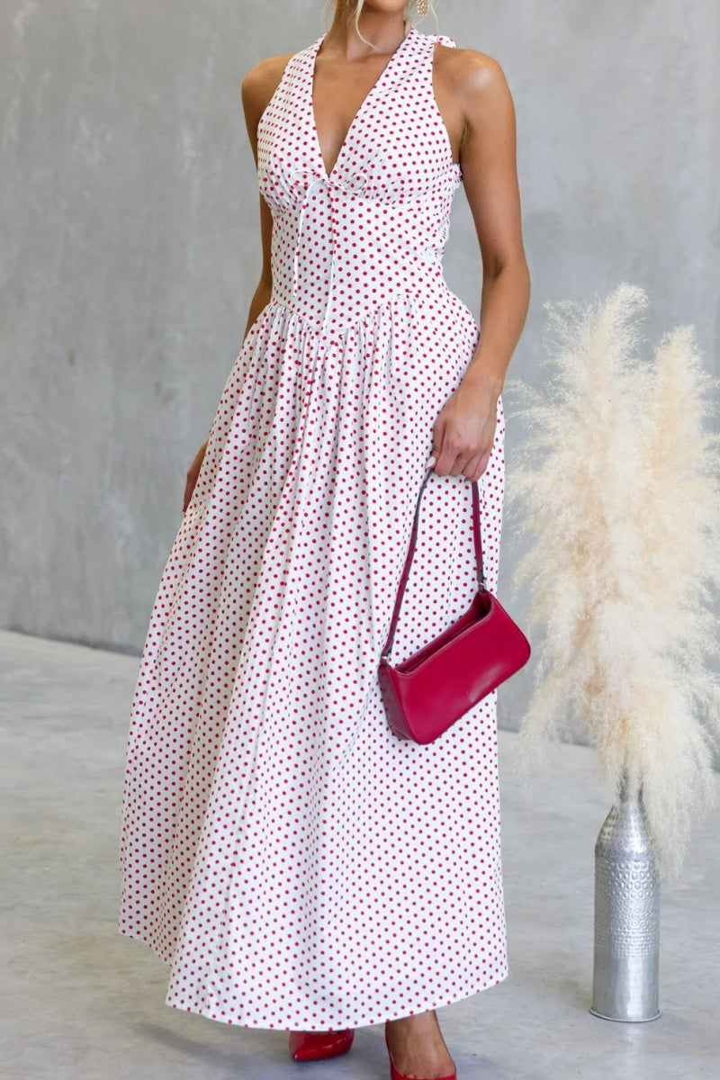 Vacation Polka Dot Maxi Dress