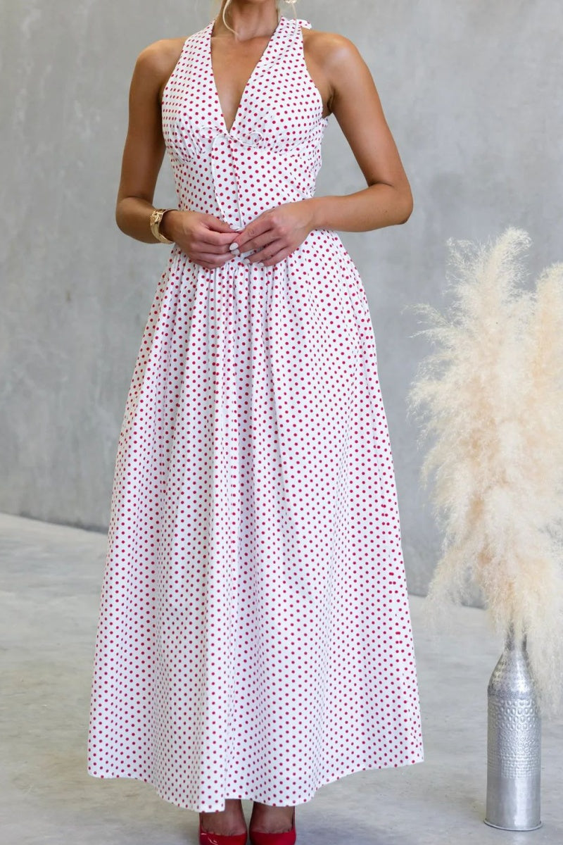 Vacation Polka Dot Maxi Dress