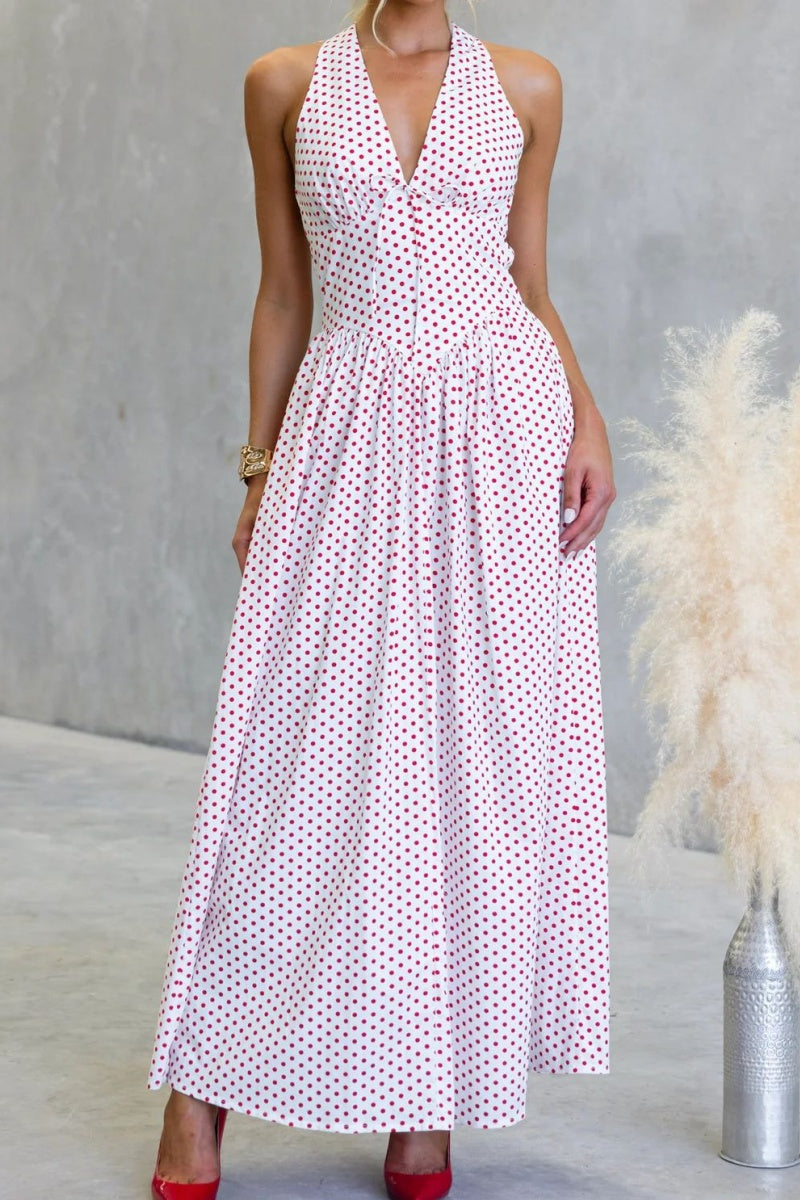 Vacation Polka Dot Maxi Dress
