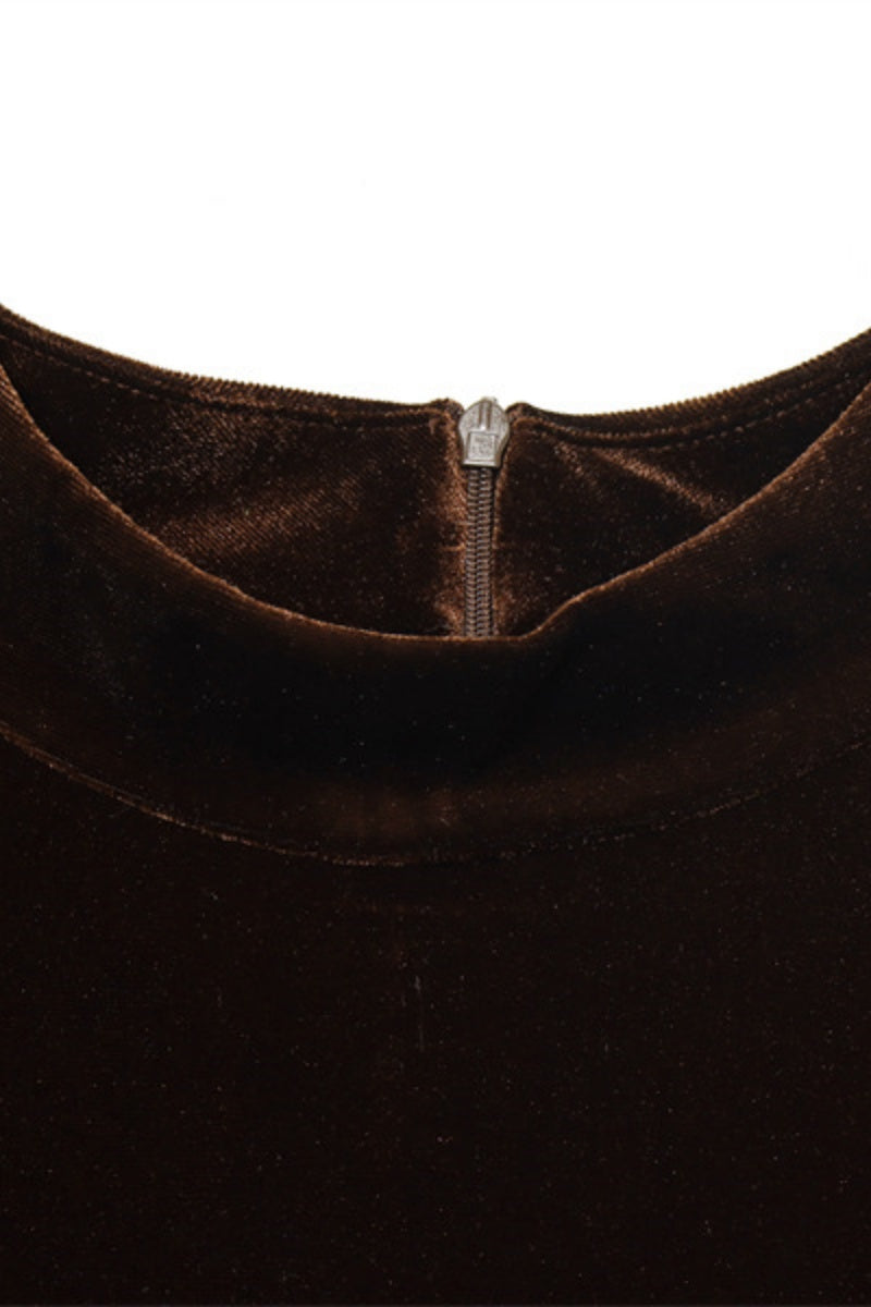 Velvet Lace Hem Short Dress