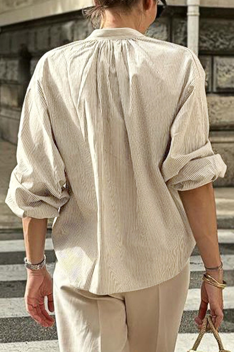 Striped Tie-Front V-Neck Shirt