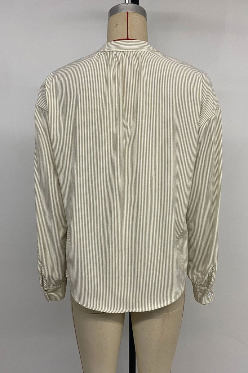 Striped Tie-Front V-Neck Shirt