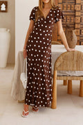 Bell Sleeve Polka Dots Maxi Dress