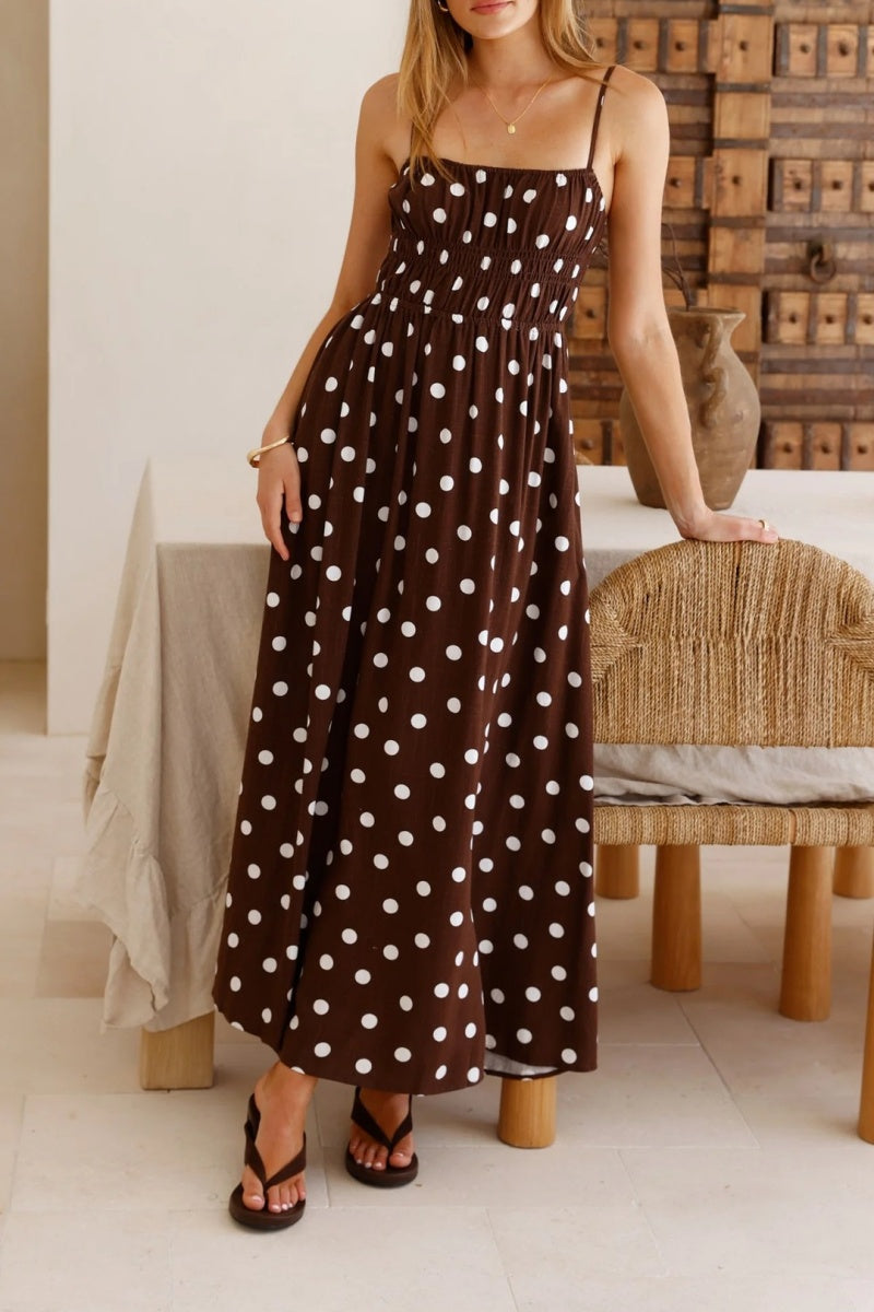 Polka Dot Spaghetti Strap Maxi Dress