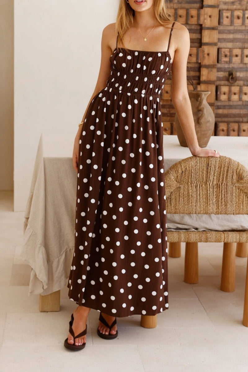 Polka Dot Spaghetti Strap Maxi Dress