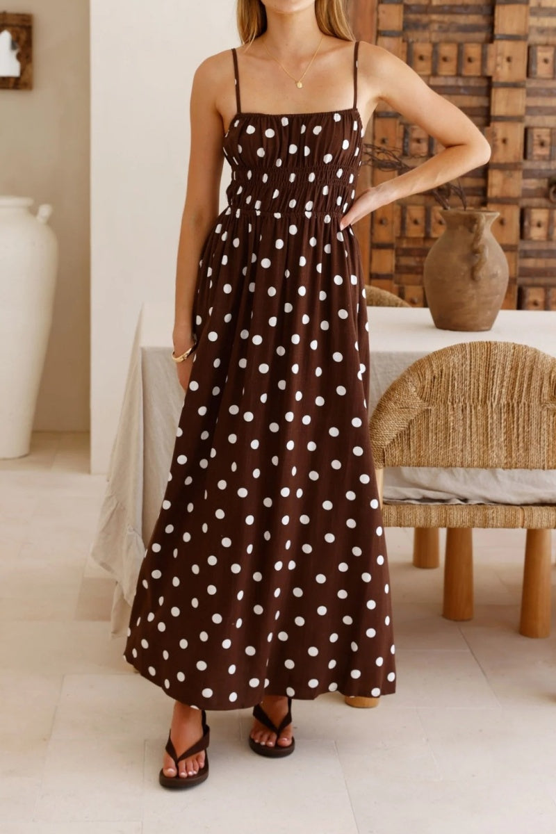 Polka Dot Spaghetti Strap Maxi Dress