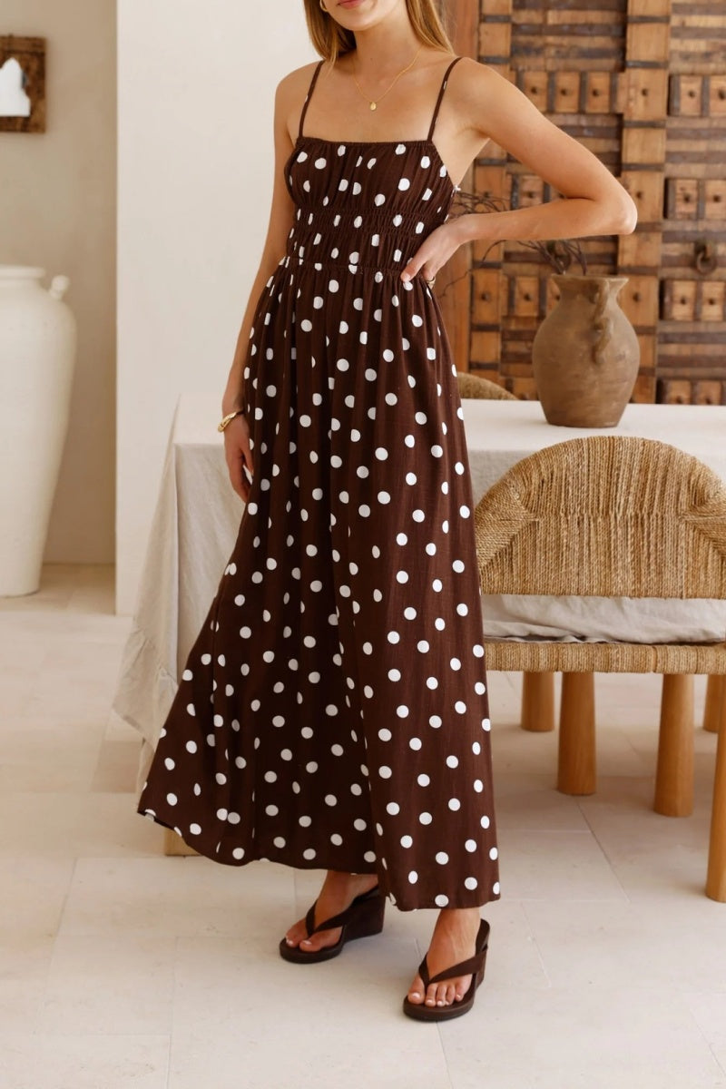 Polka Dot Spaghetti Strap Maxi Dress