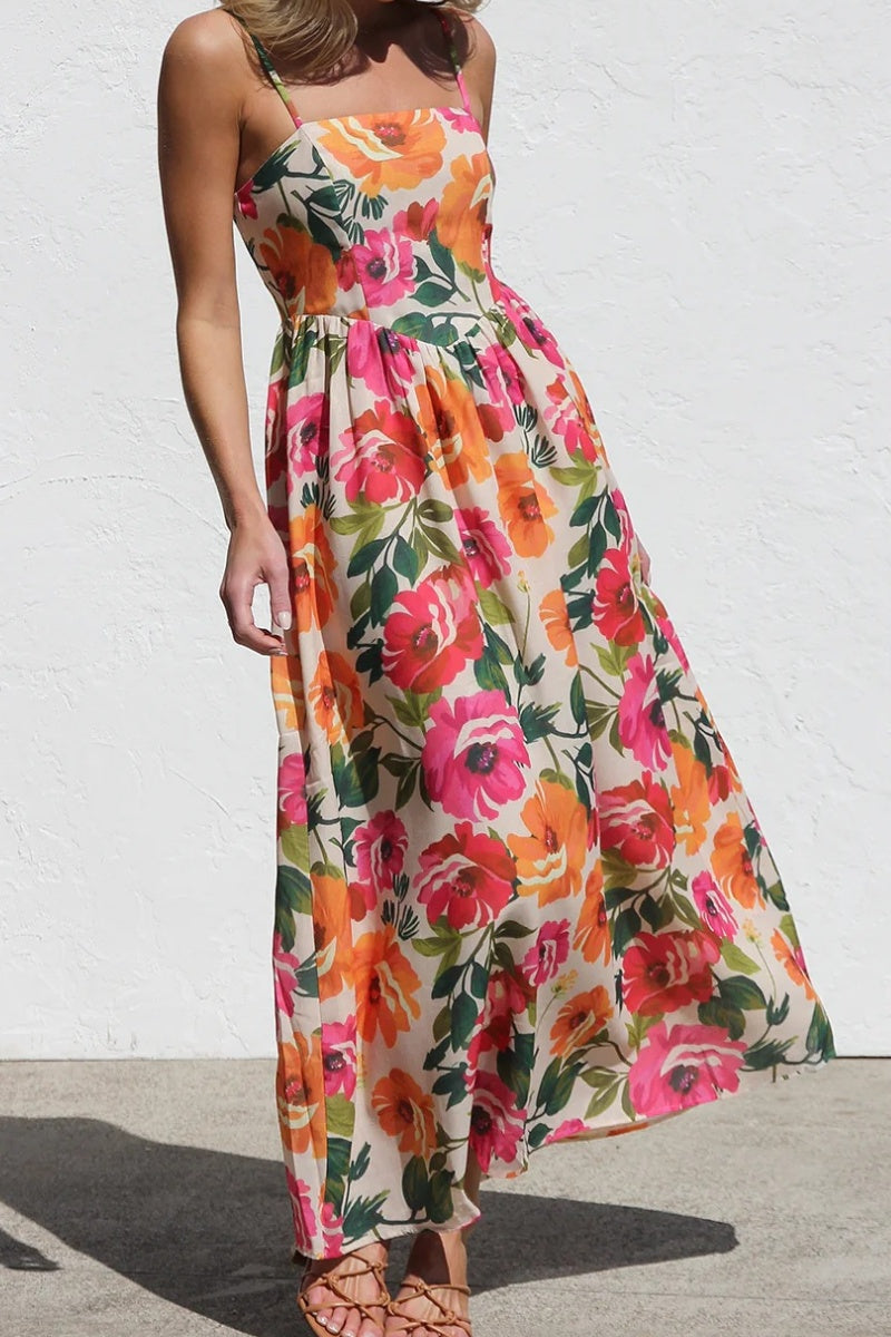 Vacation A-Line Strappy Maxi Dress