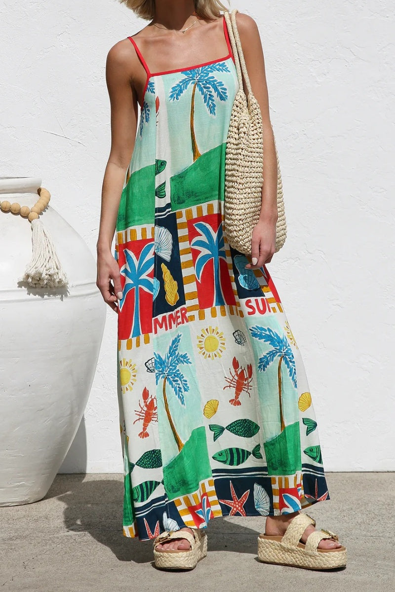 Tropical Camisole Maxi Dress