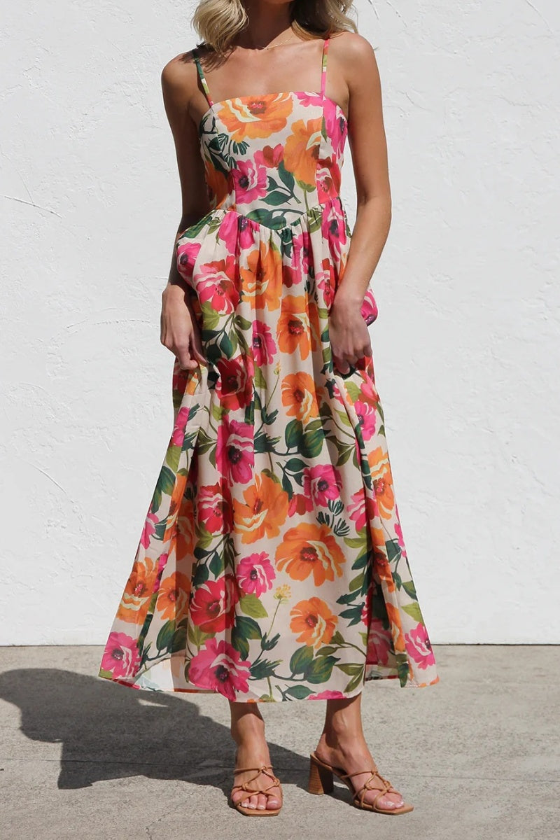 Vacation A-Line Strappy Maxi Dress