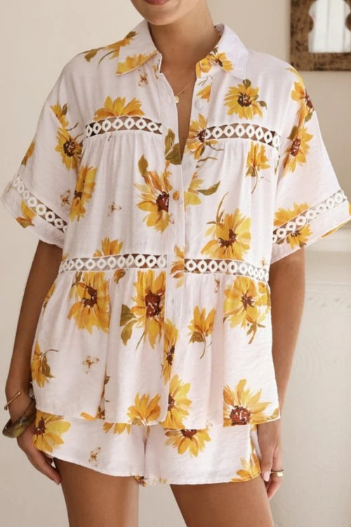 Floral Lace Trim Two-Piece Set