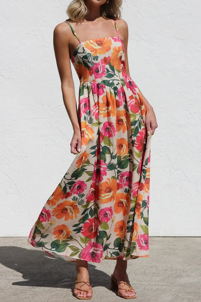 Vacation A-Line Strappy Maxi Dress