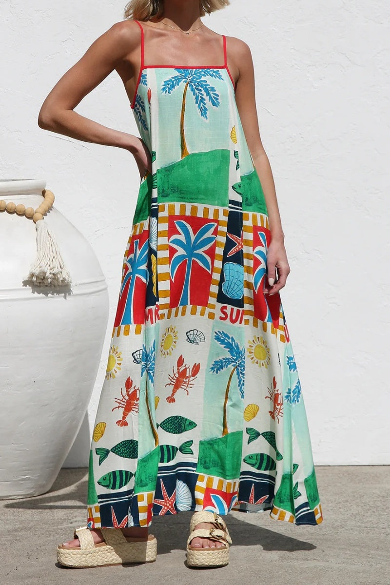 Tropical Camisole Maxi Dress