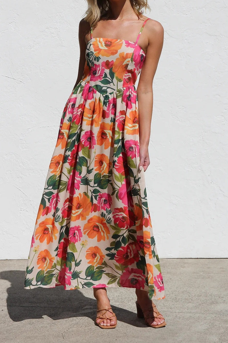 Vacation A-Line Strappy Maxi Dress