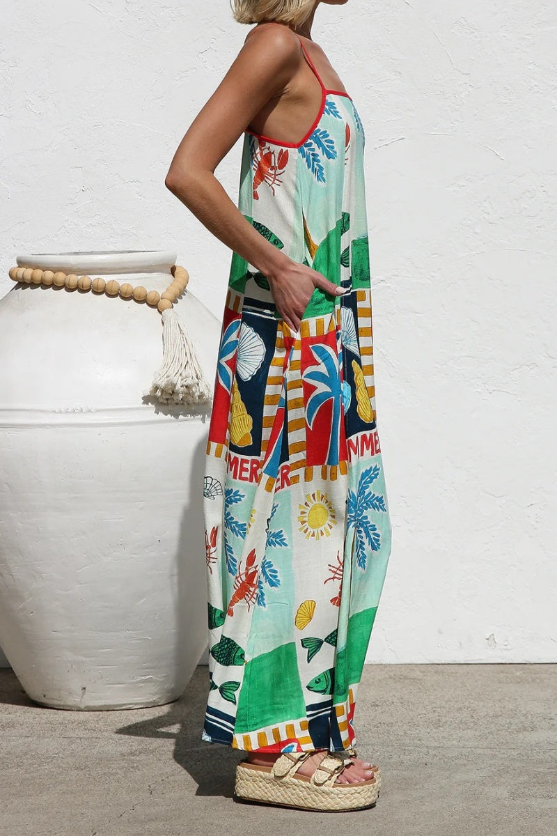 Tropical Camisole Maxi Dress