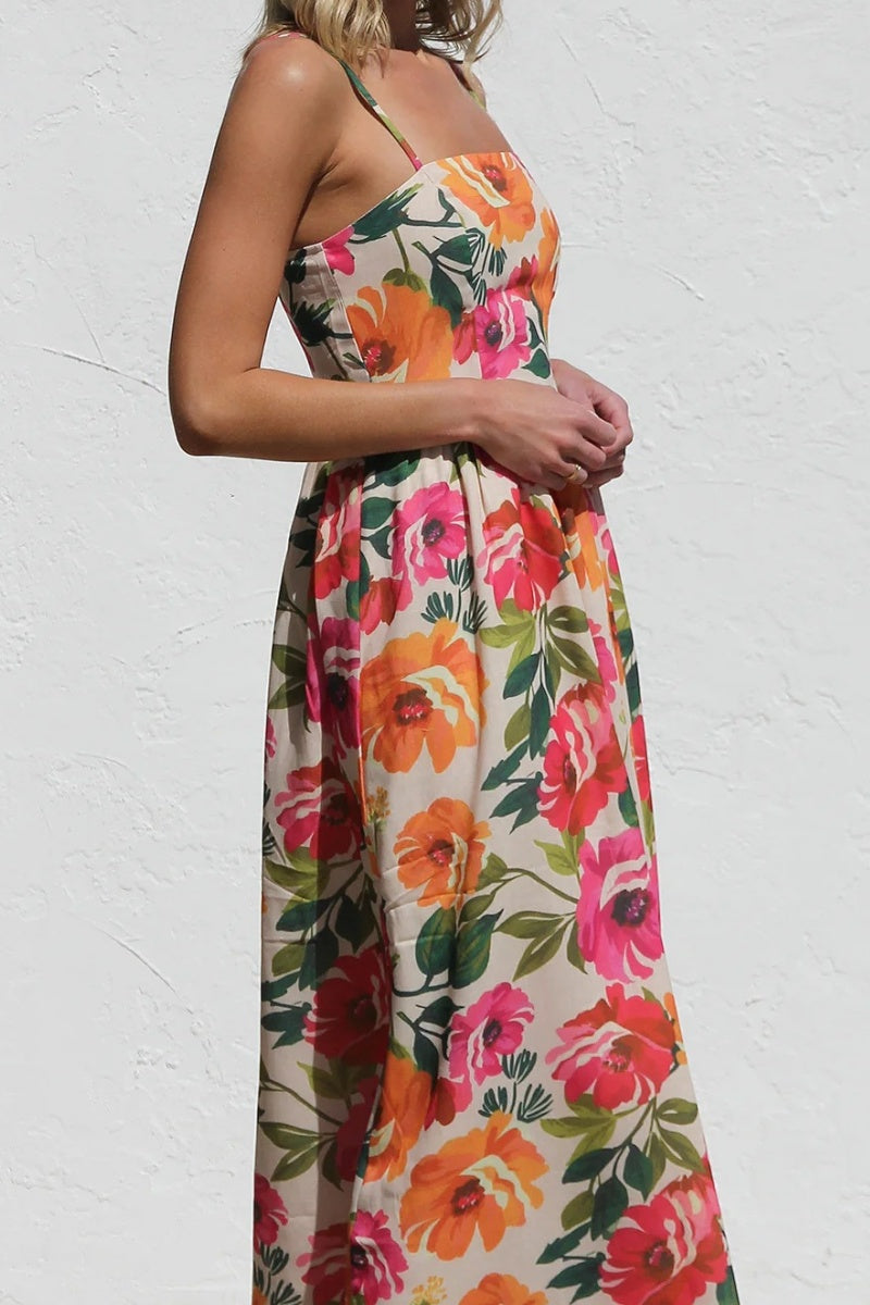 Vacation A-Line Strappy Maxi Dress